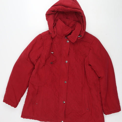 Finesse Womens Red Parka Coat Size 20 Zip