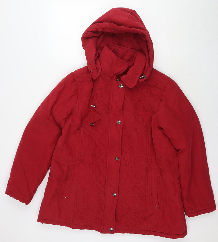 Finesse Womens Red Parka Coat Size 20 Zip