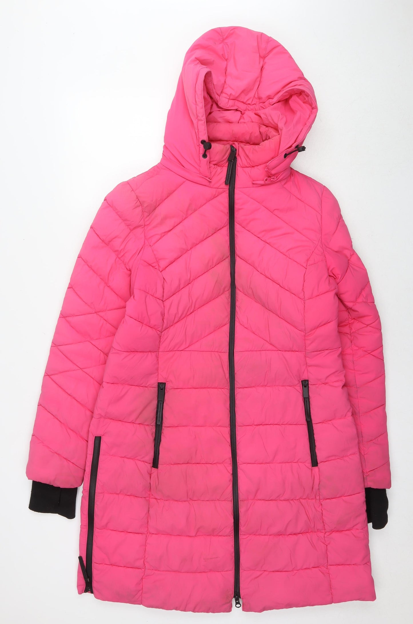 Marks and Spencer Womens Pink Quilted Coat Size 14 Zip