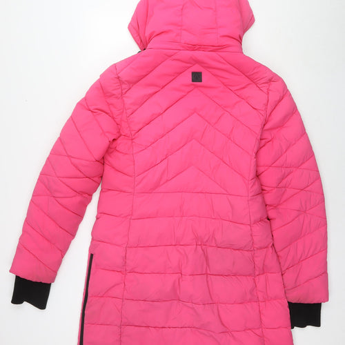 Marks and Spencer Womens Pink Quilted Coat Size 14 Zip