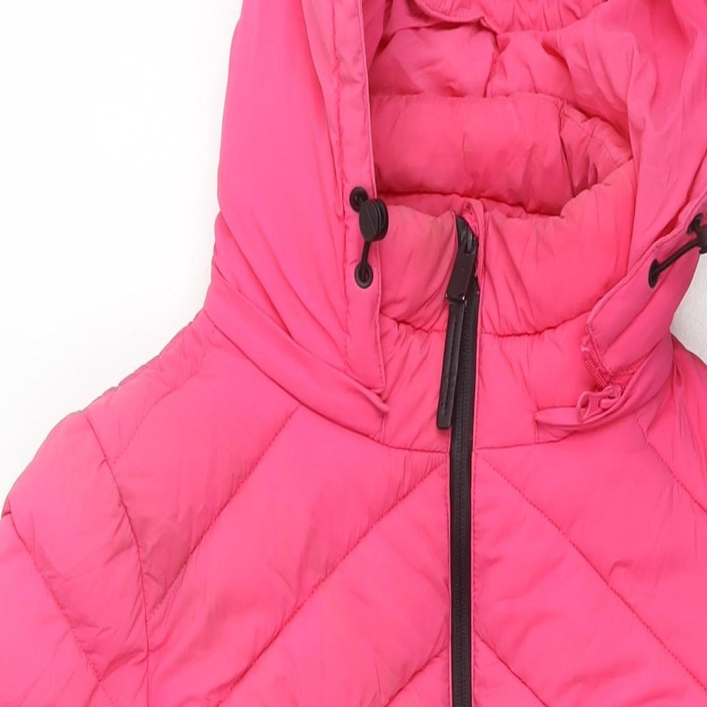 Marks and Spencer Womens Pink Quilted Coat Size 14 Zip