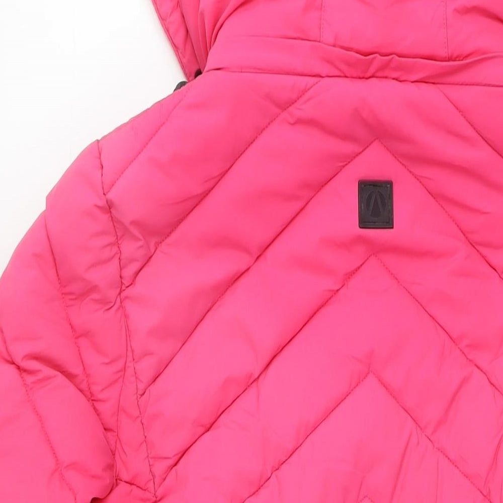 Marks and Spencer Womens Pink Quilted Coat Size 14 Zip