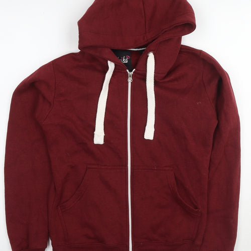 Malaika Womens Red Cotton Full Zip Hoodie Size S Zip