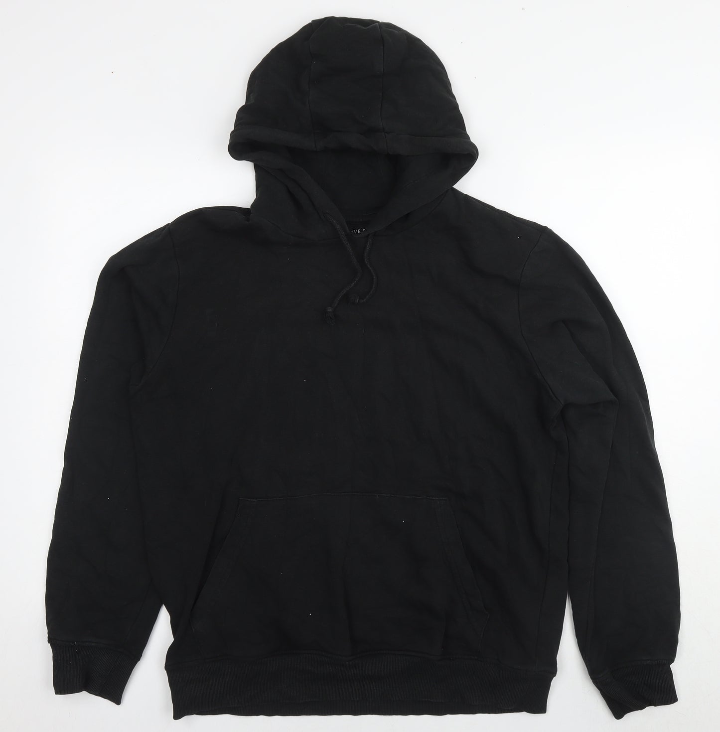 Brave Soul Mens Black Cotton Pullover Hoodie Size M