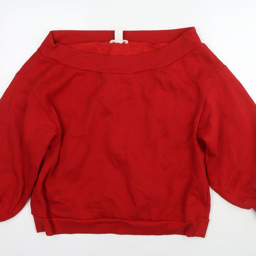 H&M Womens Red Cotton Pullover Sweatshirt Size XL Pullover