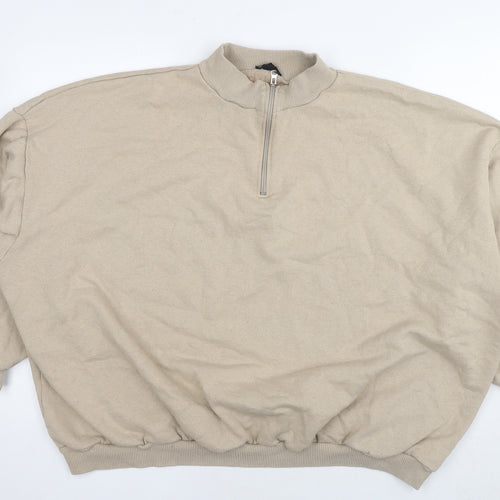Boohoo Womens Beige Cotton Pullover Sweatshirt Size M Pullover