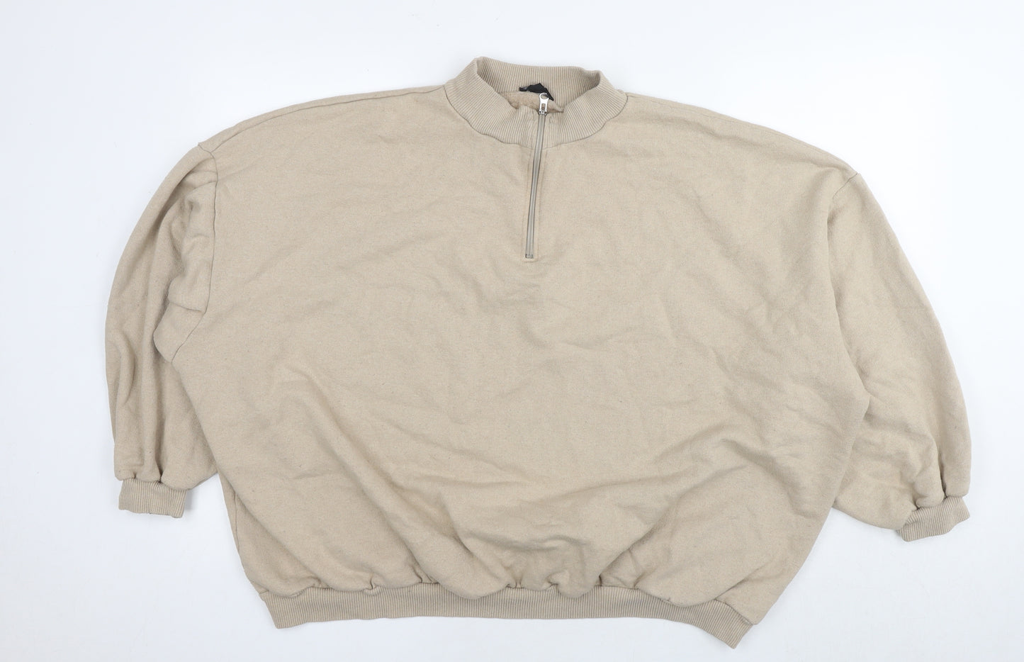 Boohoo Womens Beige Cotton Pullover Sweatshirt Size M Pullover