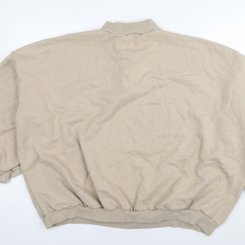 Boohoo Womens Beige Cotton Pullover Sweatshirt Size M Pullover