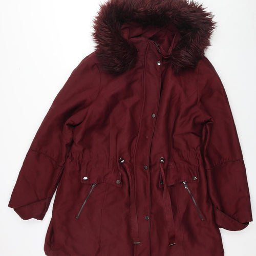 NEXT Womens Red Parka Coat Size 20 Zip