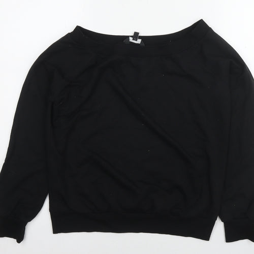 New Look Womens Black Cotton Pullover Sweatshirt Size 12 Pullover