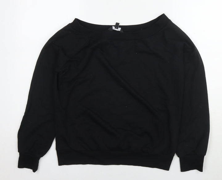 New Look Womens Black Cotton Pullover Sweatshirt Size 12 Pullover