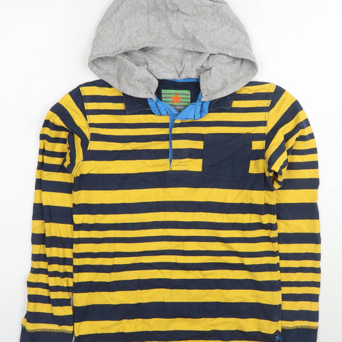 John Lewis Boys Yellow Striped Cotton Pullover Hoodie Size 10 Years Pullover