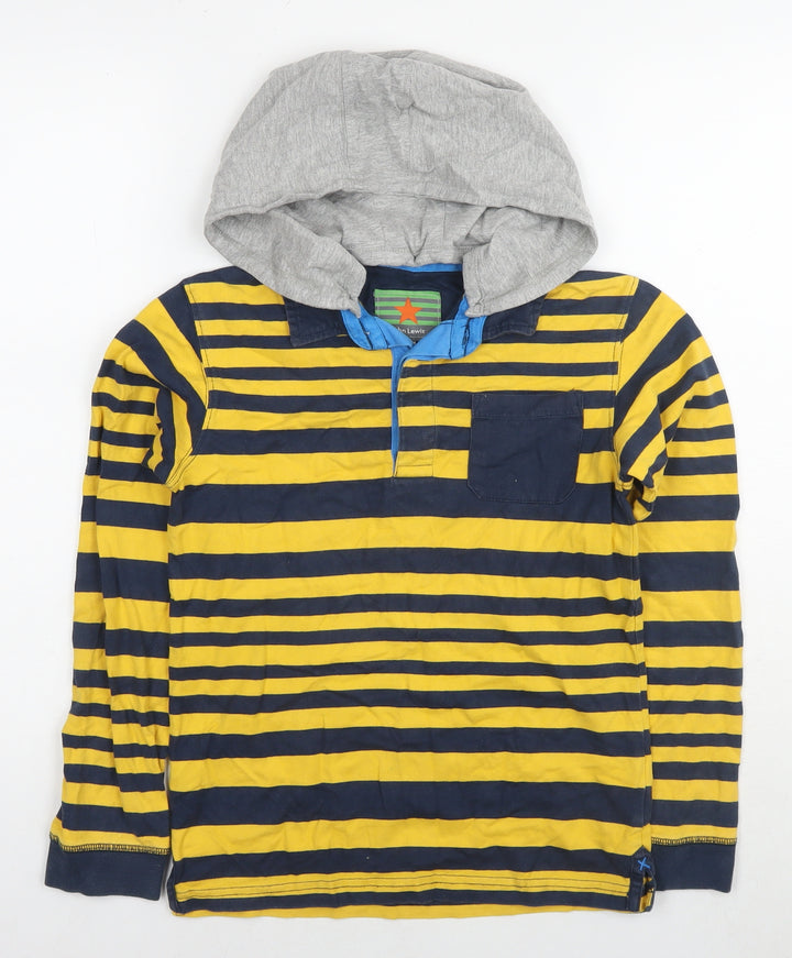 John Lewis Boys Yellow Striped Cotton Pullover Hoodie Size 10 Years Pullover