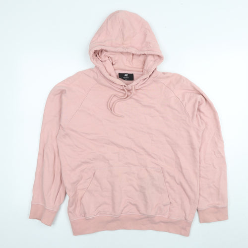 H&M Womens Pink Cotton Pullover Hoodie Size S Pullover