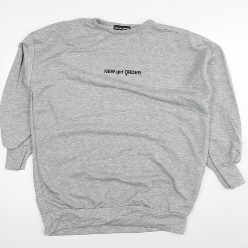 New Girl Order Womens Grey Polyester Pullover Sweatshirt Size 8 Pullover - Tunic Logo