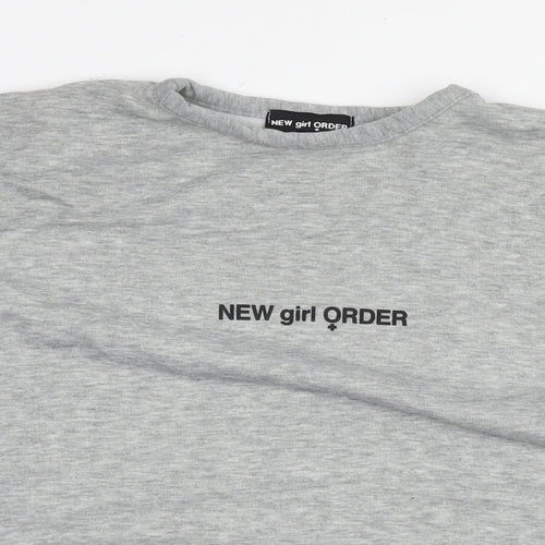 New Girl Order Womens Grey Polyester Pullover Sweatshirt Size 8 Pullover - Tunic Logo