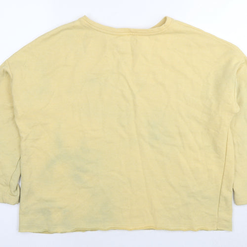 Pull&Bear Womens Yellow Cotton Pullover Sweatshirt Size M Pullover - Bonita flowers