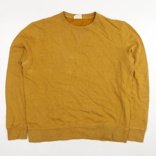 Marks and Spencer Mens Yellow Cotton Pullover Sweatshirt Size L