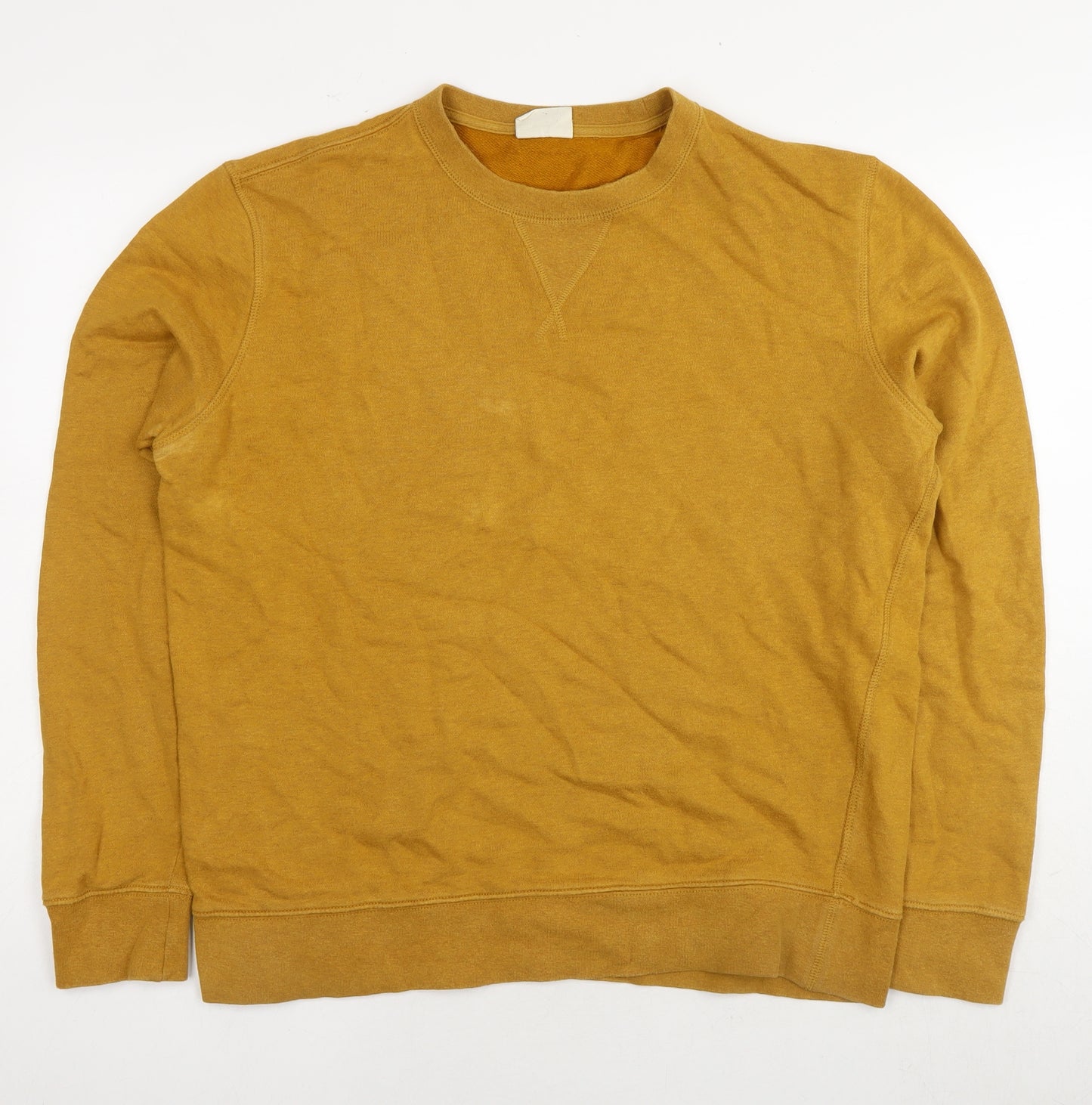 Marks and Spencer Mens Yellow Cotton Pullover Sweatshirt Size L