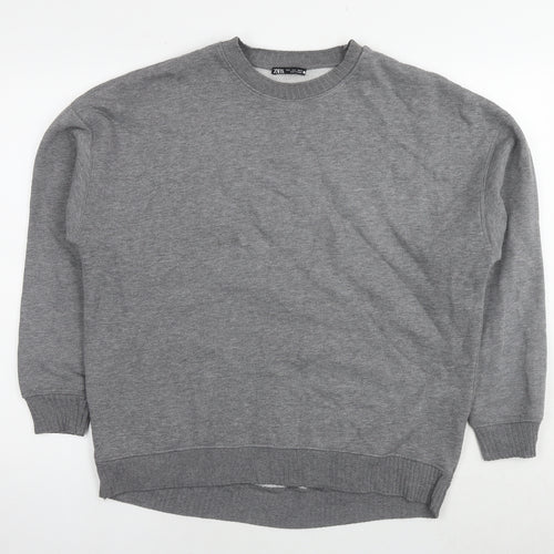 Zara Womens Grey Polyester Pullover Sweatshirt Size S Pullover