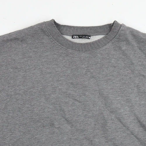 Zara Womens Grey Polyester Pullover Sweatshirt Size S Pullover