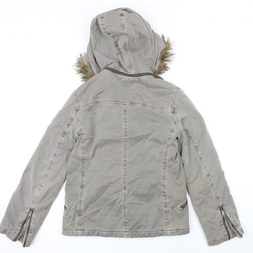 Fcuk Jeans Womens Grey Jacket Coat Size 10 Zip