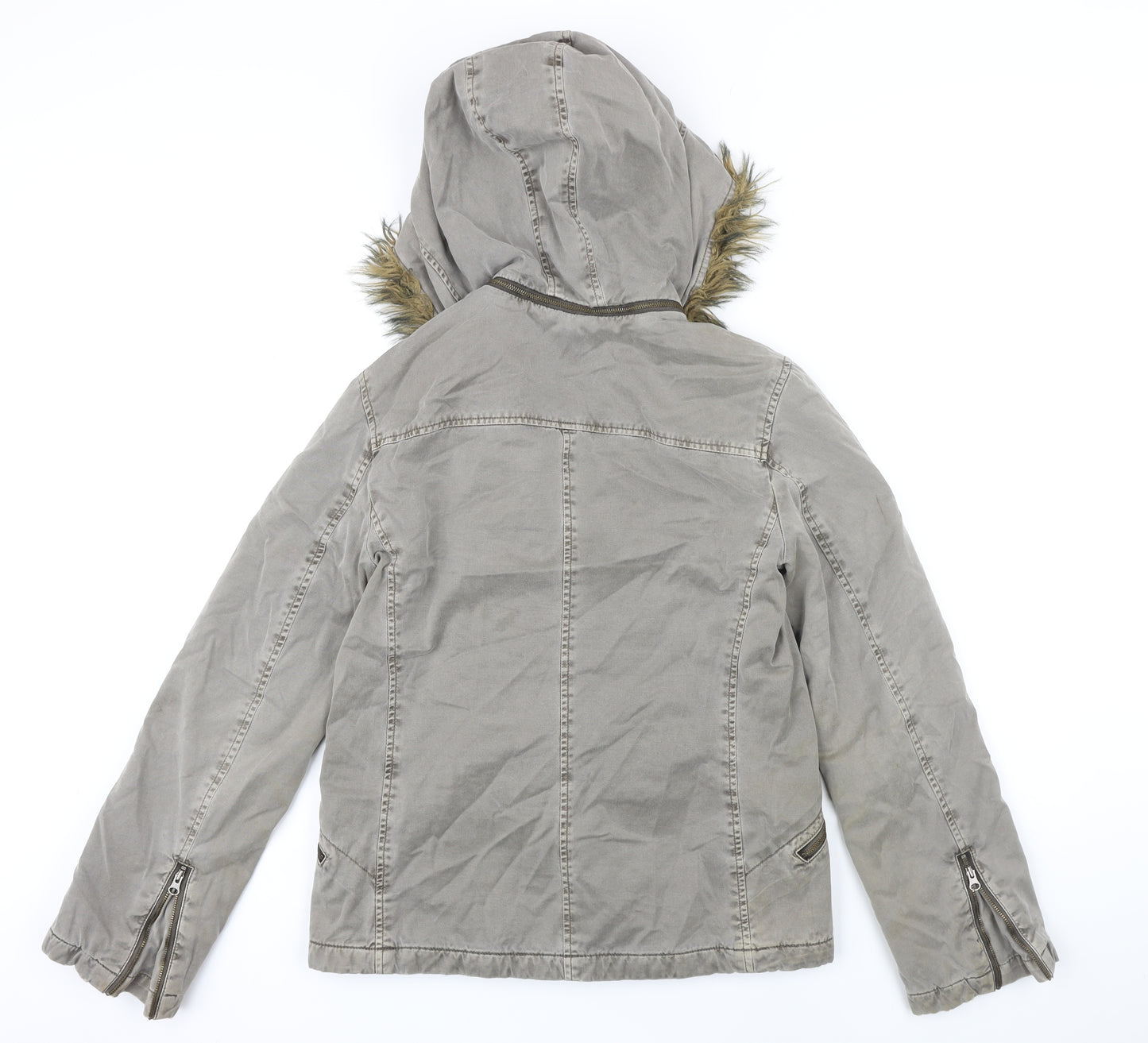 Fcuk Jeans Womens Grey Jacket Coat Size 10 Zip