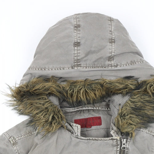 Fcuk Jeans Womens Grey Jacket Coat Size 10 Zip