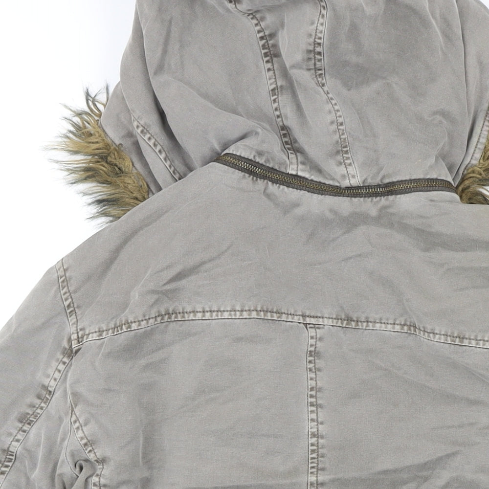 Fcuk Jeans Womens Grey Jacket Coat Size 10 Zip