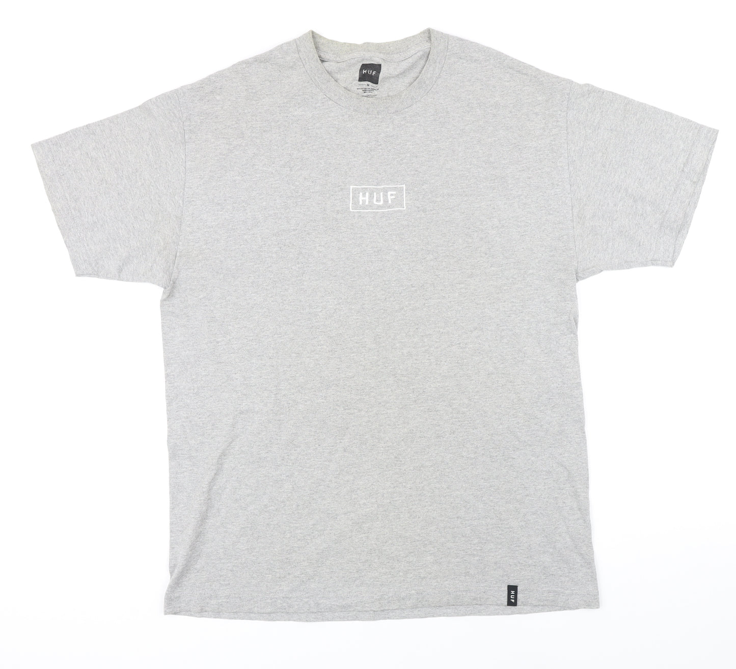 HUF Mens Grey Cotton T-Shirt Size M Round Neck