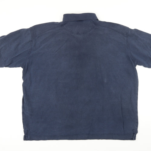 Russell Mens Blue 100% Cotton Polo Size 3XL Collared Button