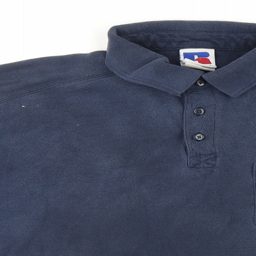 Russell Mens Blue 100% Cotton Polo Size 3XL Collared Button