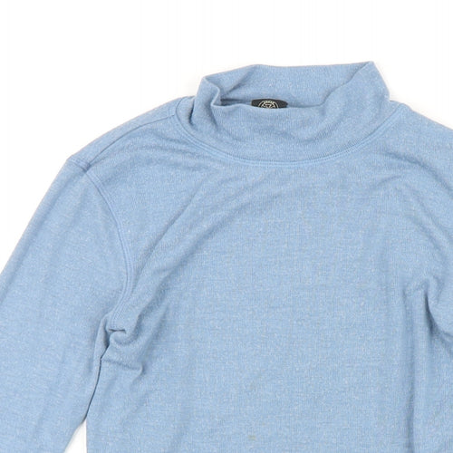 Urban Outfitters Womens Blue Viscose Basic T-Shirt One Size Mock Neck