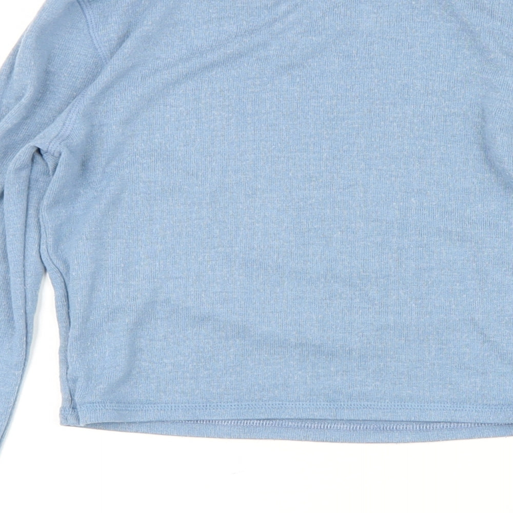 Urban Outfitters Womens Blue Viscose Basic T-Shirt One Size Mock Neck