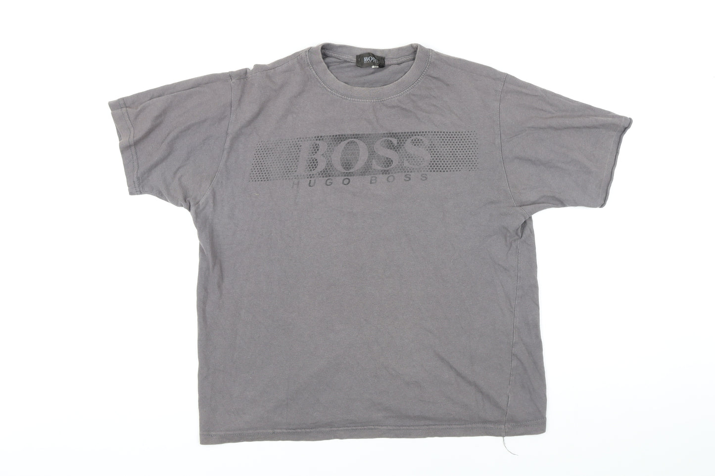 HUGO BOSS Mens Grey Cotton Blend T-Shirt Size M Round Neck