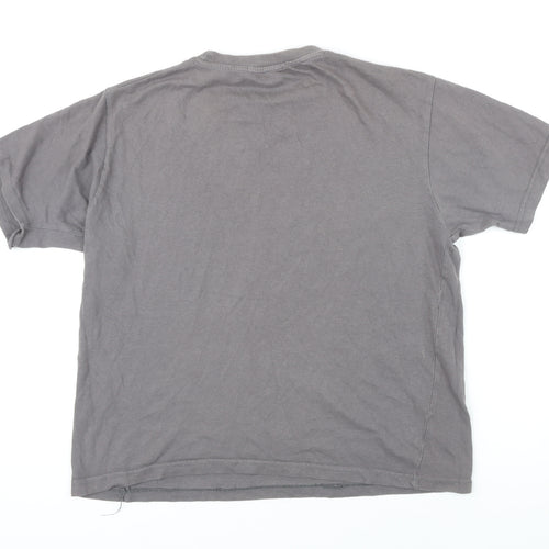 HUGO BOSS Mens Grey Cotton Blend T-Shirt Size M Round Neck