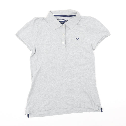 American Eagle Outfitters Womens Green 100% Cotton Basic Polo Size L Collared