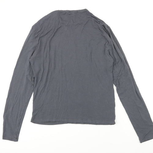 Versace Jeans Womens Grey Herringbone Viscose Basic T-Shirt Size 16 Round Neck