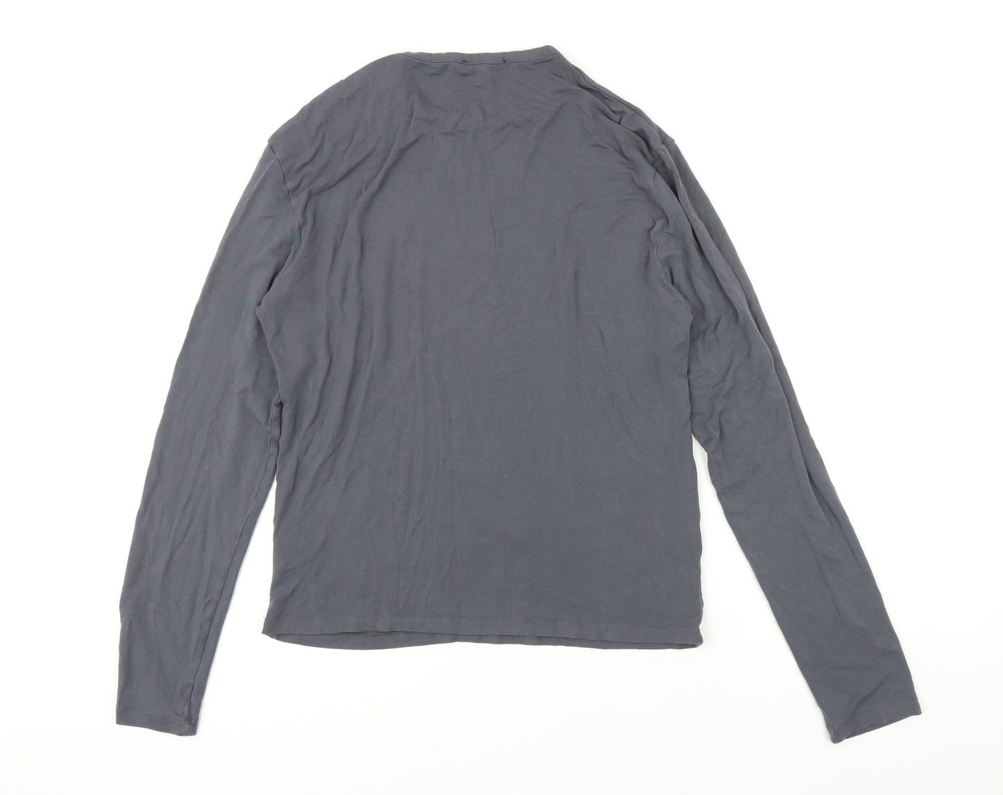 Versace Jeans Womens Grey Herringbone Viscose Basic T-Shirt Size 16 Round Neck