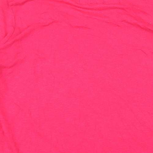 Rocha John Rocha Womens Pink Herringbone Modal Basic T-Shirt Size 16 Scoop Neck - Sequin detail neckline
