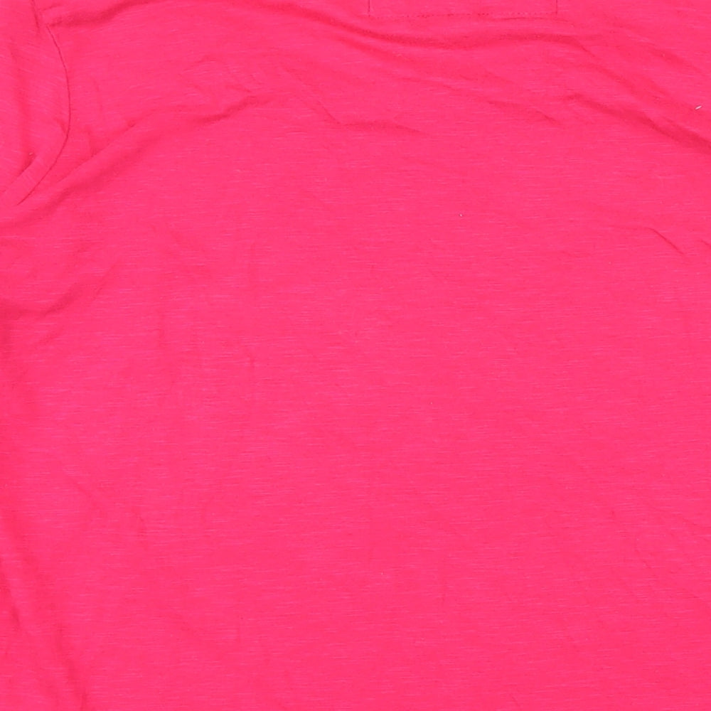Rocha John Rocha Womens Pink Herringbone Modal Basic T-Shirt Size 16 Scoop Neck - Sequin detail neckline