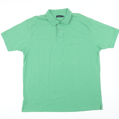 James Pringle Mens Green 100% Cotton Polo Size XL Collared Button