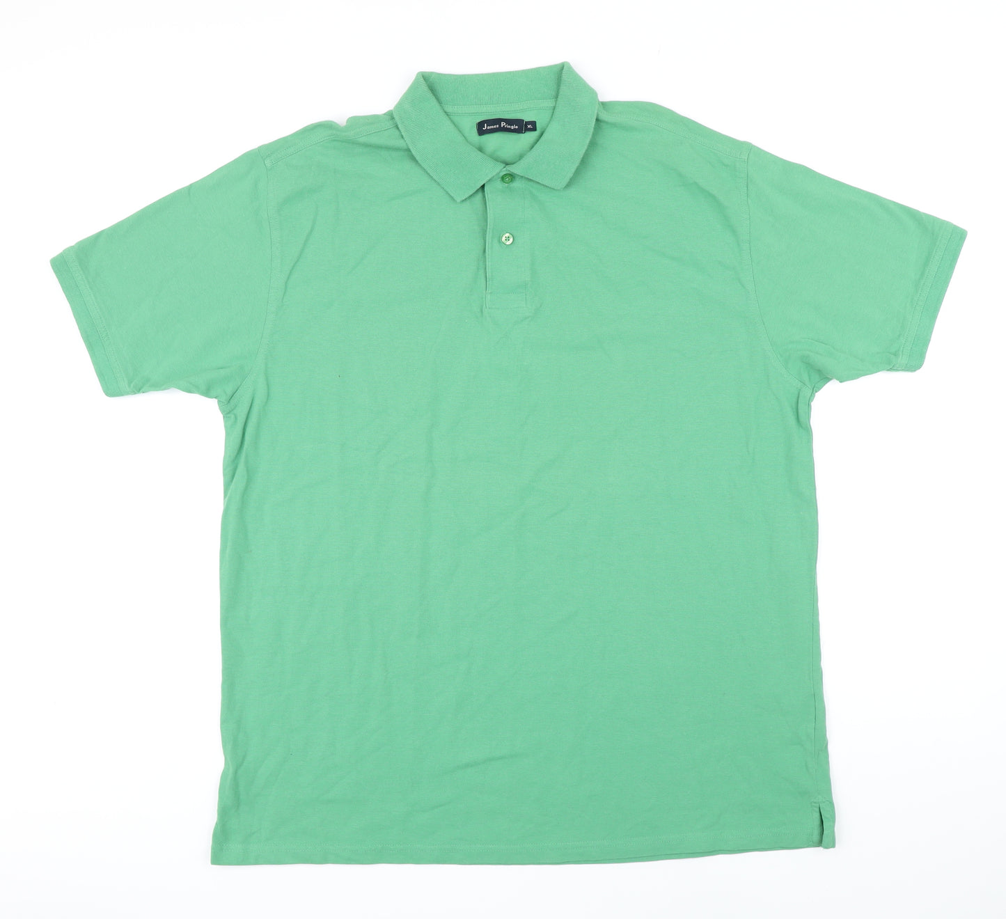 James Pringle Mens Green 100% Cotton Polo Size XL Collared Button