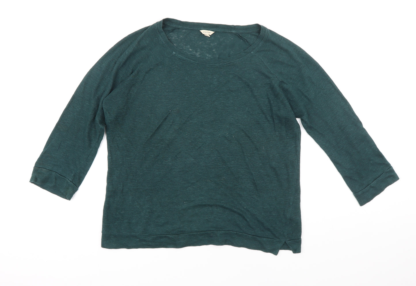 Jigsaw Womens Green Linen Basic T-Shirt Size S Boat Neck