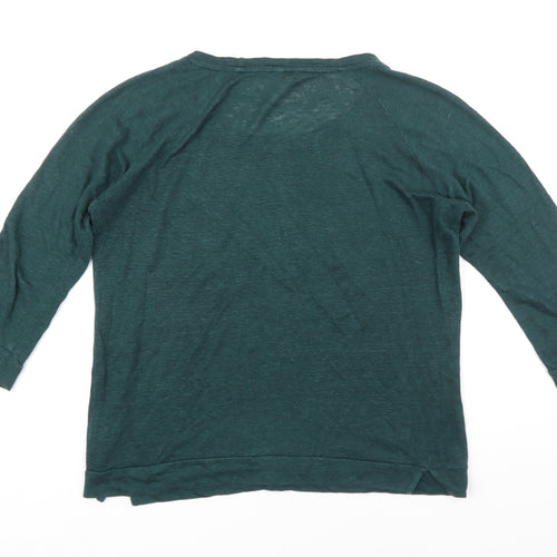 Jigsaw Womens Green Linen Basic T-Shirt Size S Boat Neck