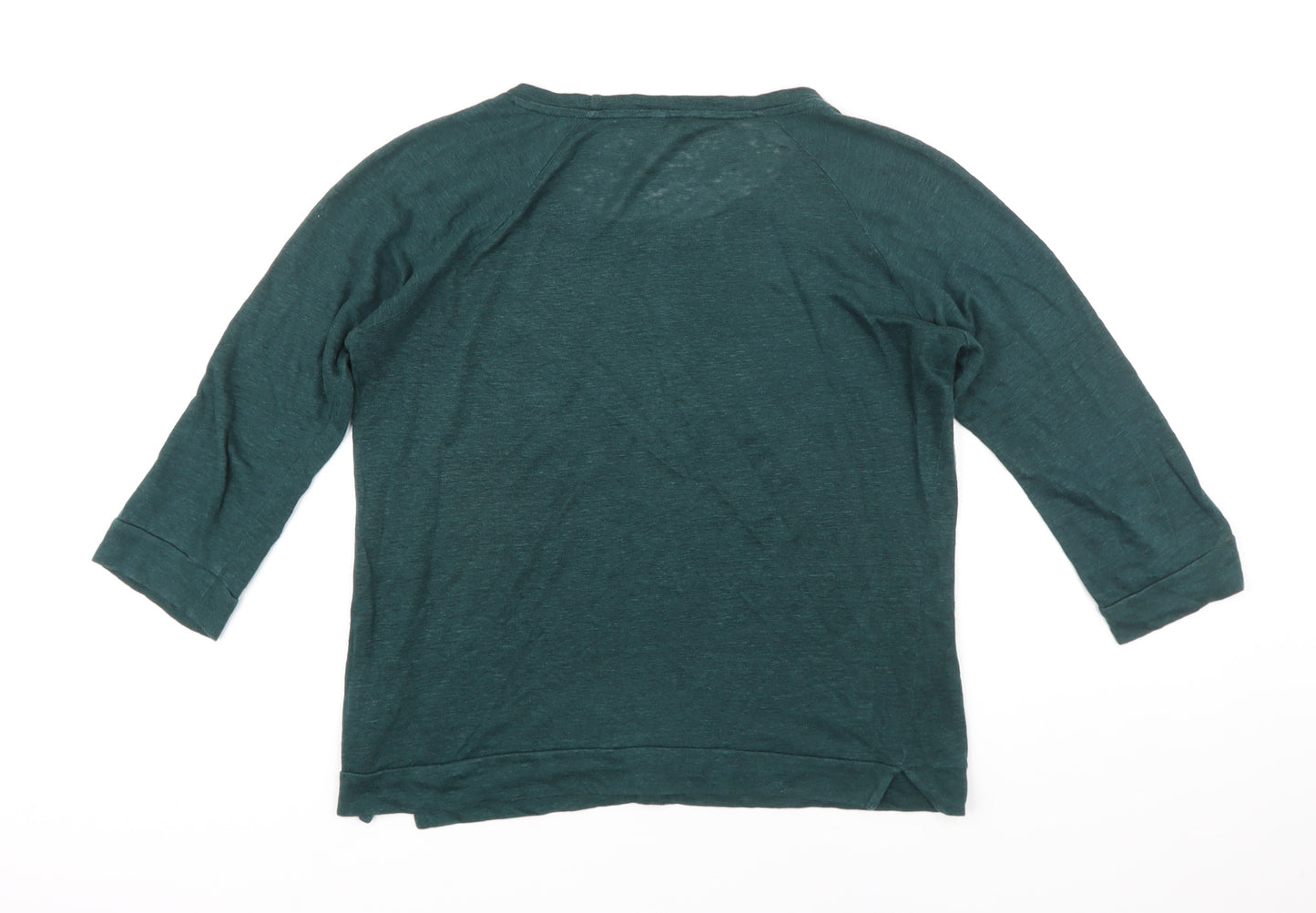 Jigsaw Womens Green Linen Basic T-Shirt Size S Boat Neck