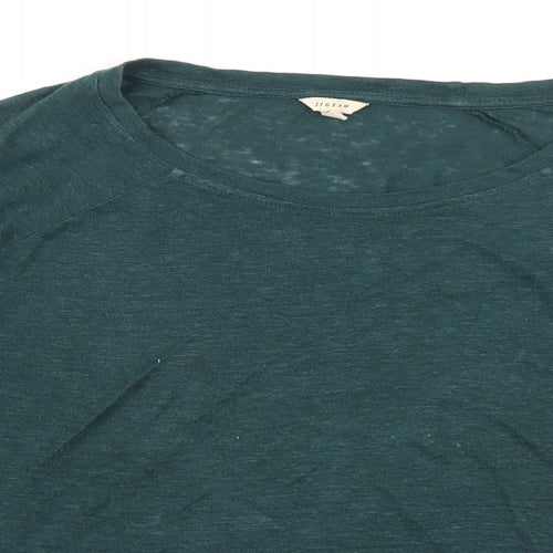 Jigsaw Womens Green Linen Basic T-Shirt Size S Boat Neck