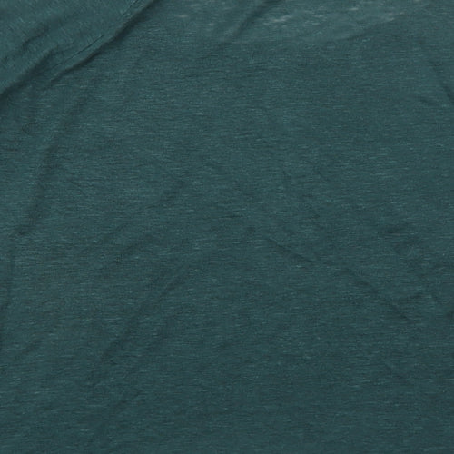 Jigsaw Womens Green Linen Basic T-Shirt Size S Boat Neck