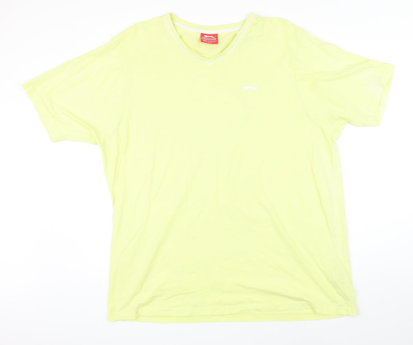 Slazenger Womens Yellow 100% Cotton Basic T-Shirt Size 2XL V-Neck