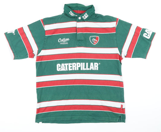 Cotton Traders Mens Multicoloured Spotted 100% Cotton Polo Size L Collared - Leicester tigers